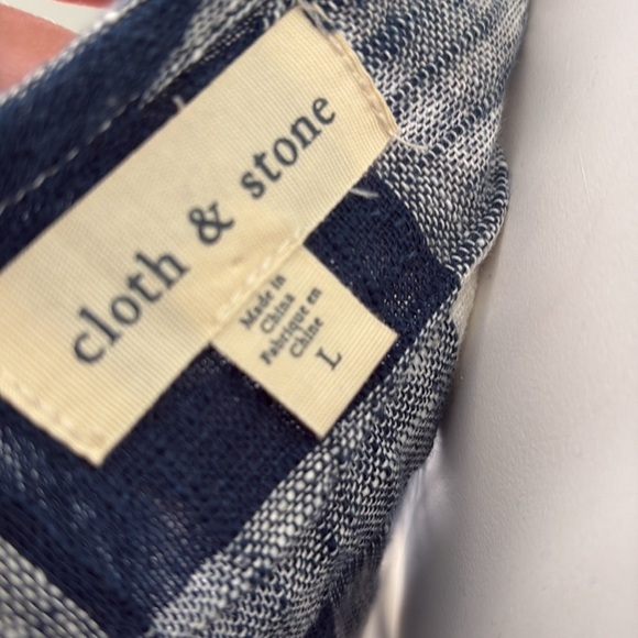 ANTHROPOLOGIE Cloth & Stone Buffalo Plaid Linen Top Button Back Large - Picture 7 of 7